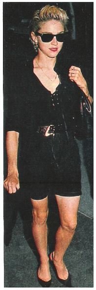 Madonna / Walking Down Sidewalk - Dressed in All Black, Sunglasses | Magazine Photo | 1986