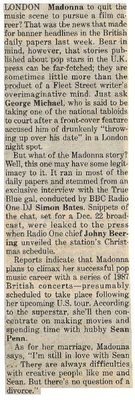 Madonna / Madonna to Quit the Music Scene to Pursue a Film Career? | Magazine Article | 1986