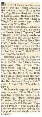 Madonna / Madonna Scores Again This Week with TRUE BLUE | Magazine Article | August 1986