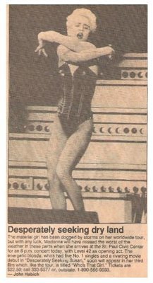 Madonna / Desperately Seeking Dry Land | Newspaper Article with Photo | July 1987