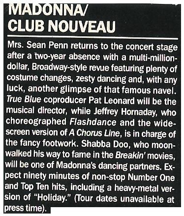 Madonna / Madonna - Club Nouveau | Magazine Article | 1987
