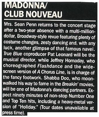 Madonna / Madonna - Club Nouveau | Magazine Article | 1987