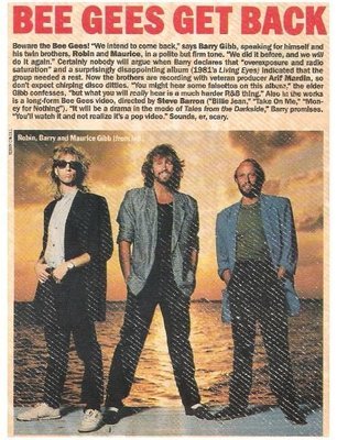 Bee Gees / Bee Gees Get Back | Magazine Article with Photo | 1986