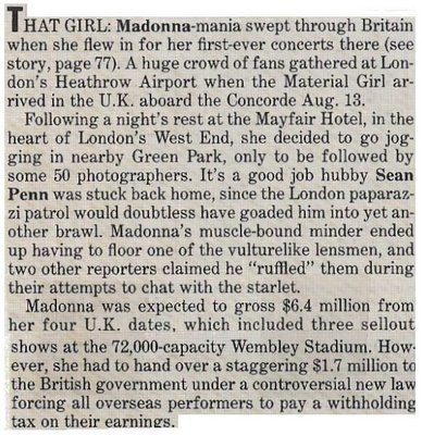 Madonna / Madonna-Mania Swept Through Britain | Magazine Article | August 1987