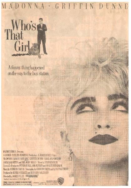 Madonna / A Funny Thing Happened on the Way to the Bus Station | Newspaper Ad | 1987