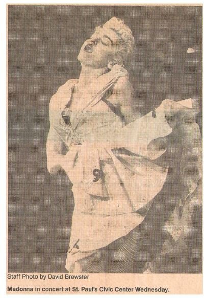 Madonna / St. Paul Civic Center | Newspaper Photo with Caption | July 29, 1987
