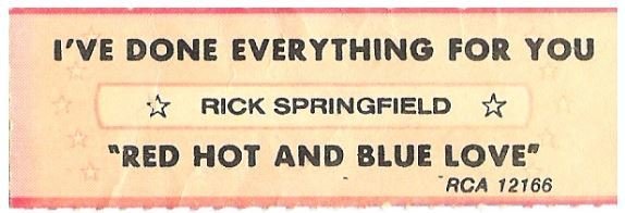 Springfield, Rick / I've Done Everything For You | RCA 12166 | Jukebox Title Strip | February 1981