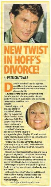 Hasselhoff, David / New Twist in Hoff&#39;s Divorce! | Magazine Article with 2 Photos | April 2006