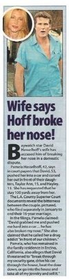 Hasselhoff, David / Wife Says Hoff Broke Her Nose! | Magazine Article with 2 Photos | April 2006