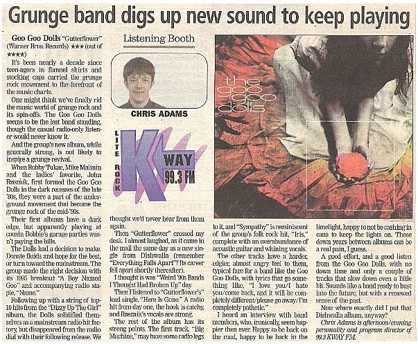 Goo Goo Dolls / Gutterflower - Grunge Band Digs Up New Sound to Keep Playing | Newspaper Review | May 2002