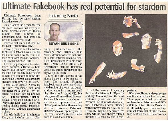 Ultimate Fakebook / Ultimate Fakebook Has Real Potential for Stardom | Newspaper Review | May 2002