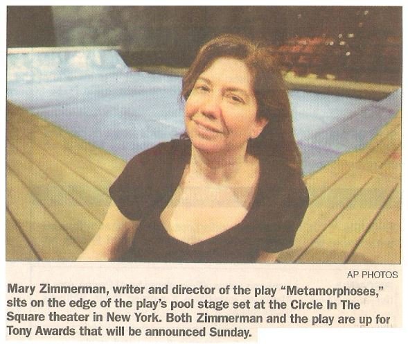 Zimmerman, Mary / Writer and Director of the Play 'Metamorphoses' | Newspaper Photo with Caption | May 2002