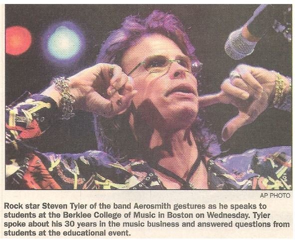 Tyler, Steven / Berklee College of Music - Boston | Newspaper Photo with Caption | May 2002