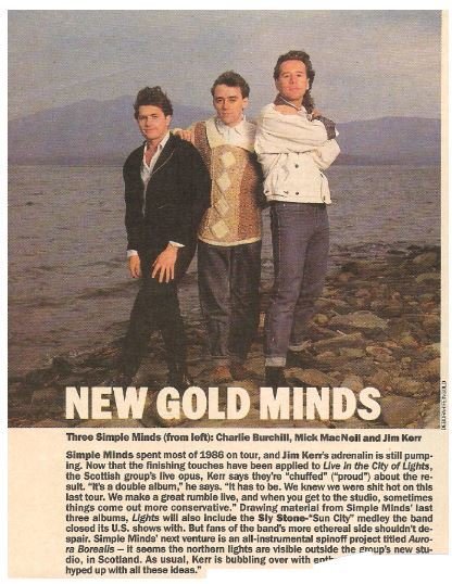Simple Minds / New Gold Minds | Magazine Article with Photo | May 1987