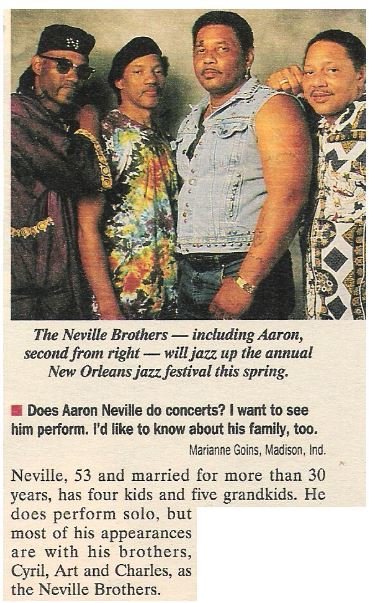 Neville Brothers, The / Will Jazz Up the Annual New Orleans Jazz Festival | Magazine Article with Photo | 1994