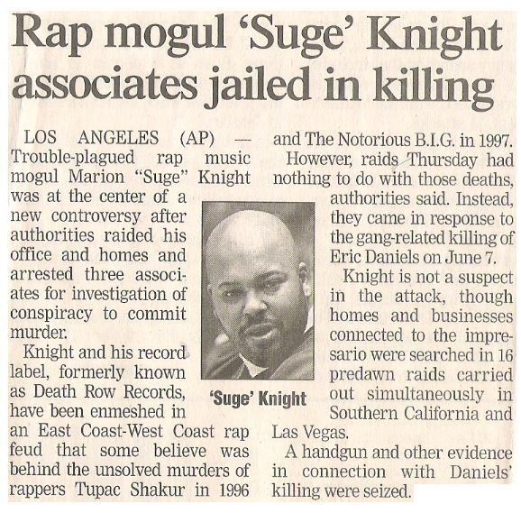 Knight, Suge / Rap Mogul Associates Jailed in Killing | November 2002