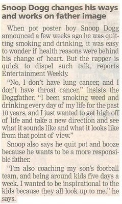 Snoop Dogg / Changes His Ways and Works On Father Image | October 2002