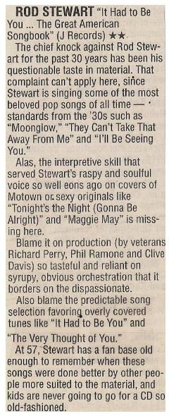Stewart, Rod / It Had to Be You - The Great American Songbook | Newspaper Review | October 2002
