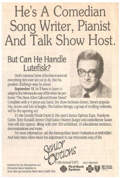 Allen, Steve / Senior Options Expo | Newspaper Ad | September 1990