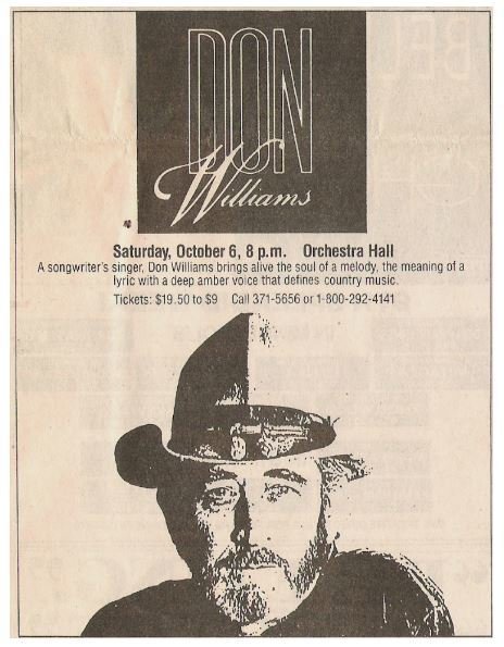 Williams, Don / Orchestra Hall - Minneapolis, MN | Newspaper Ad | October 1990