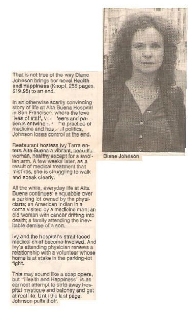 Johnson, Diane / Health and Happiness | Newspaper Review | September 1990