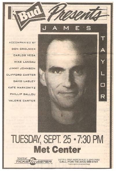 Taylor, James / Met Center - Bloomington, MN | Newspaper Ad | September 1990