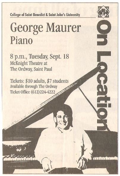 Maurer, George / McKnight Theatre at The Ordway - St. Paul, MN | Newspaper Ad | September 1990