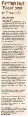 Perlman, Ron / Perlman Says 'Beast' Best of 2 Worlds | September 1990