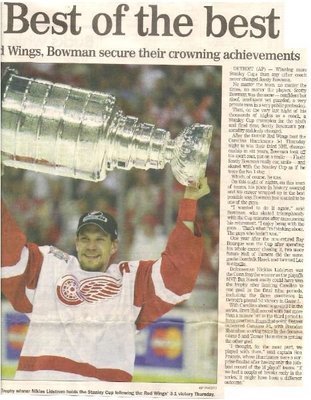 Lidstrom, Niklas / Detroit Red Wings - Best of the Best | Newspaper Article with Photo | June 2002