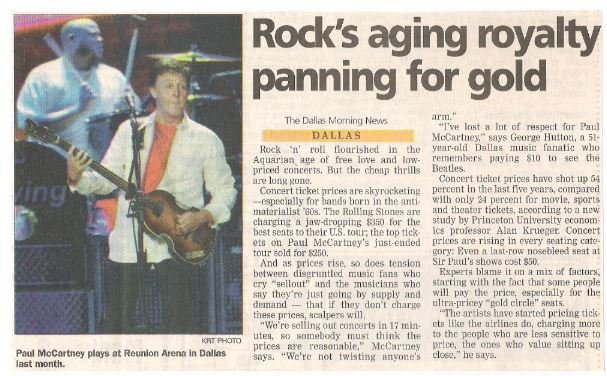 McCartney, Paul / Rock&#39;s Aging Royalty Panning for Gold | Newspaper Article with Photo | June 2002