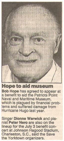 Hope, Bob / Hope to Aid Museum | Newspaper Article with Photo | May 1990