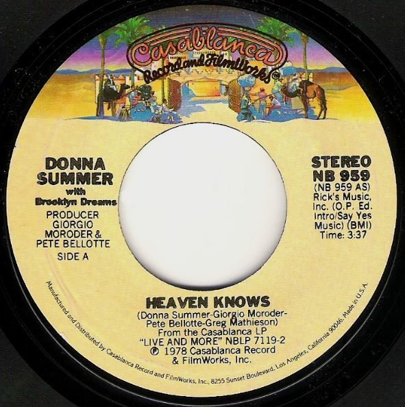 Summer, Donna / Heaven Knows | Casablanca NB-959 | Single, 7&quot; Vinyl | December 1978 | with Brooklyn Dreams