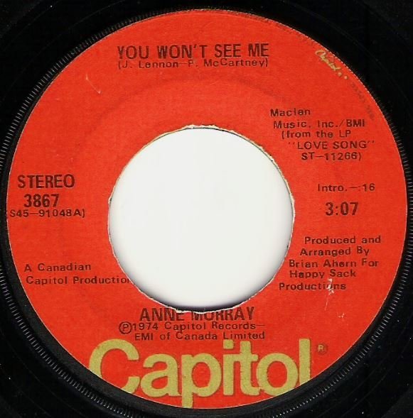 Murray, Anne / You Won&#39;t See Me | Capitol 3867 | Single, 7&quot; Vinyl | April 1974