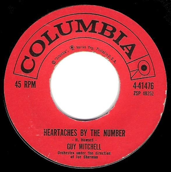 Mitchell, Guy / Heartaches By the Number | Columbia 4-41476 | Single, 7" Vinyl | August 1959