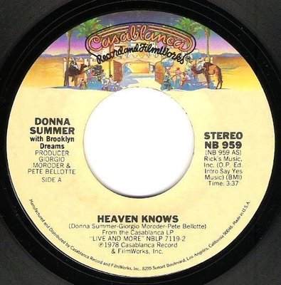 Summer, Donna / Heaven Knows | Casablanca NB-959 | Single, 7&quot; Vinyl | December 1978 | with Brooklyn Dreams