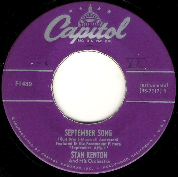 Kenton, Stan / September Song | Capitol F-1480 | Single, 7&quot; Vinyl | 1951