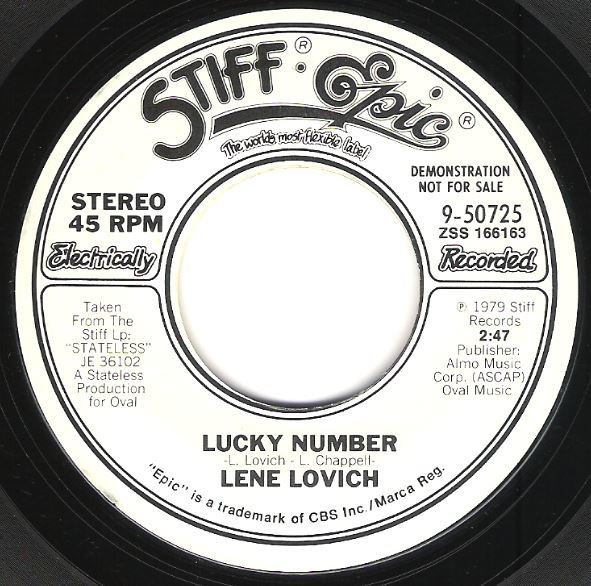 Lovich, Lene / Lucky Number | Stiff-Epic 9-50725 | Single, 7" Vinyl | Promo | June 1979