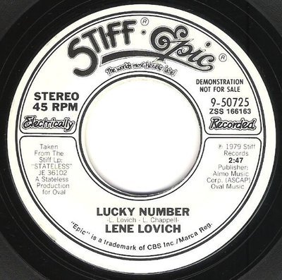 Lovich, Lene / Lucky Number | Stiff-Epic 9-50725 | Single, 7&quot; Vinyl | Promo | June 1979