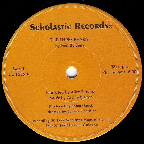 Playten, Alice / The Three Bears | Scholastic CC-1656 | Single, 7&quot; Vinyl | 1972