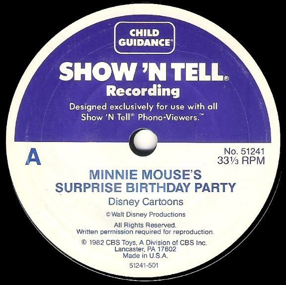 Disney Cartoons / Minnie Mouse&#39;s Surprise Birthday Party | Show &#39;N Tell 51241 | Single, 7&quot; Vinyl | 1982