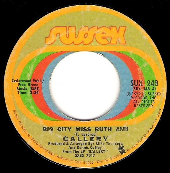 Gallery / Big City Miss Ruth Ann | Sussex SUX-248 | Single, 7" Vinyl | December 1972