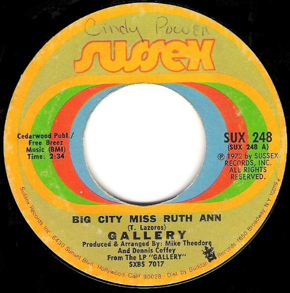 Gallery / Big City Miss Ruth Ann | Sussex SUX-248 | Single, 7&quot; Vinyl | December 1972