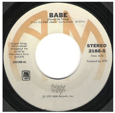 Styx / Babe | A+M 2188-S | Single, 7&quot; Vinyl | September 1979