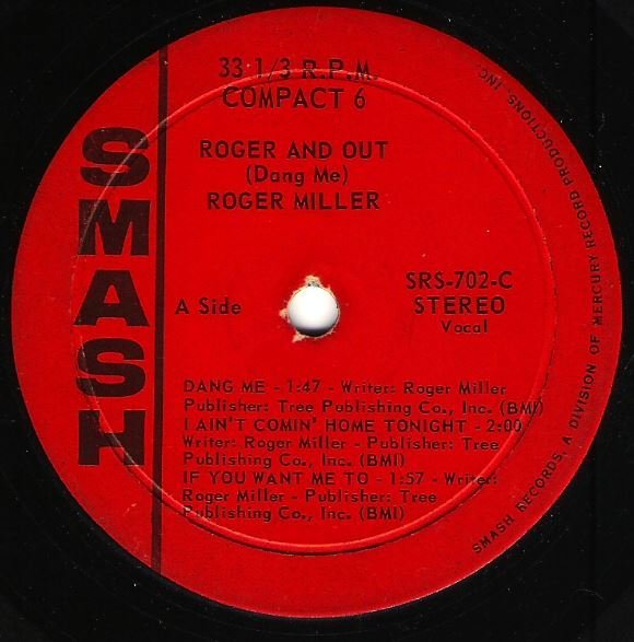 Miller, Roger / Roger and Out (Dang Me) | Smash SRS-702-C | EP, 7" Vinyl | 1964