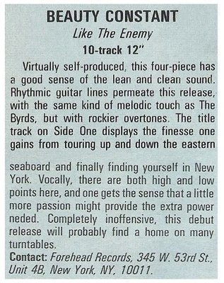 Beauty Constant / Like the Enemy / 1987