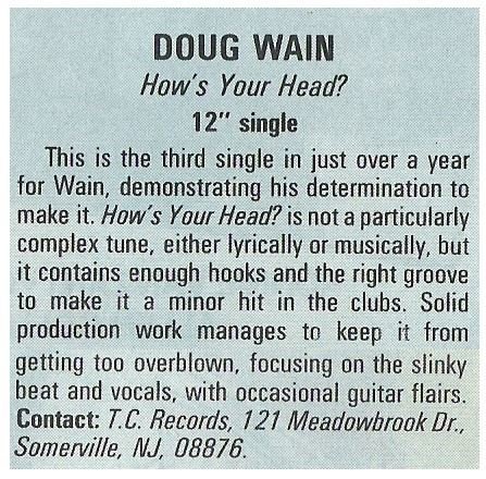 Wain, Doug / How's Your Head? | Magazine Review | December 1987