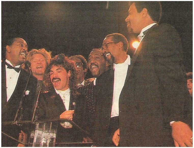 Temptations, The / Rock + Roll Hall of Fame | Magazine Photo | January 1989 | with Hall + Oates