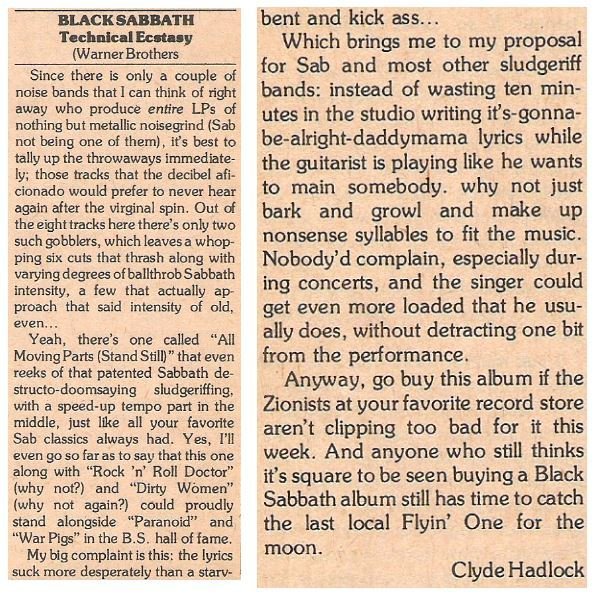 Black Sabbath / Technical Ecstasy | Magazine Review | March 1977 | by Clyde Hadlock
