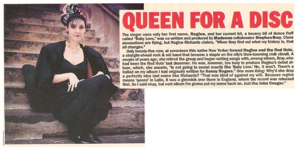 Regina / Queen For a Disc | Magazine Article | May 1983