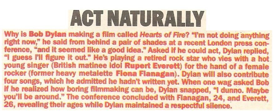 Dylan, Bob / Act Naturally | Magazine Article | May 1983
